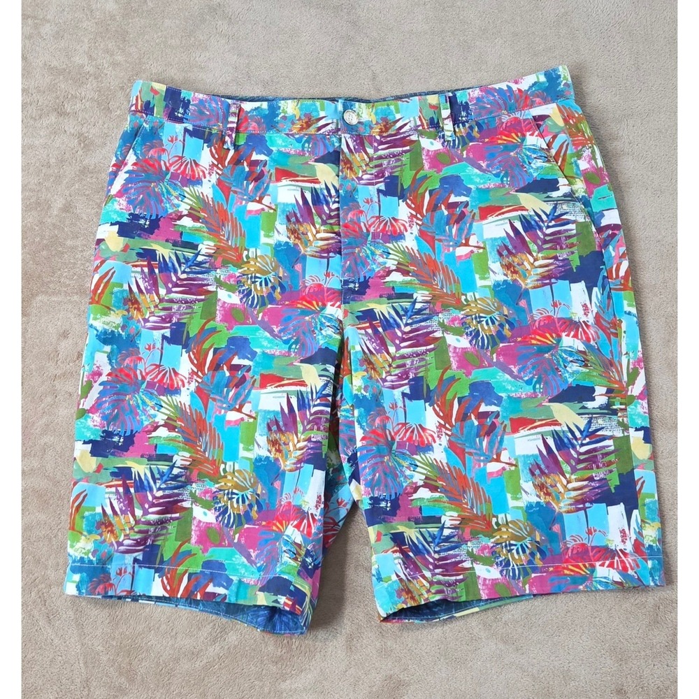 Robert Graham Short's 10" Men's Size 38 Abstract AOP Leaf Stretch EUC